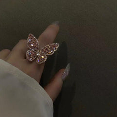 Anillo ajustable abierto de mariposa vintage