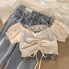 Top corto de dos piezas con cordón ajustable