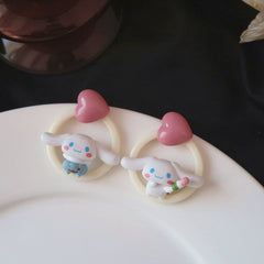 Pendientes retro de corazón lindo