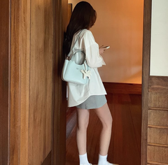 Light Blue Textured Commuter Shoulder Bag