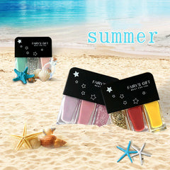 Esmalte de uñas tricolor con purpurina