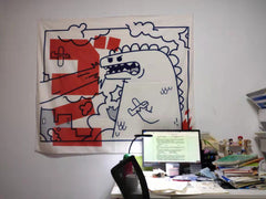 Lindo tapiz de dinosaurio de dibujos animados