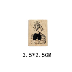 Holzstempel der Mädchen- und Kaninchenserie