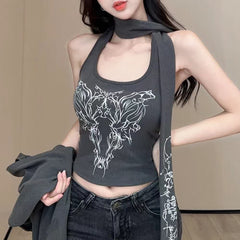 Fairy Grunge Neckholder-Langarm-Top-Set