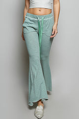 Drawstring Textured Ribbed Knit Pants