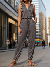 Drawstring Waist Sleeveless Jumpsuit