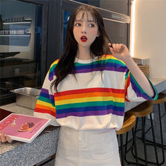 Camiseta arcoíris de niña dulce