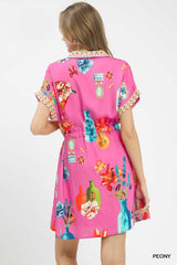 Floral Print Mini Dress with Belt