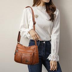 Shoulder Bag Multi-Pocket Faux Leather Crossbody