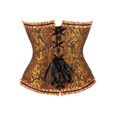 Corsé gótico de jengibre con ribete de volantes y reloj de arena sobre el busto