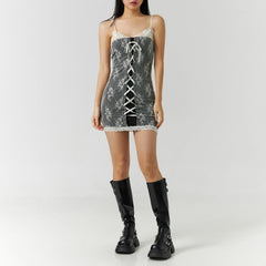 Goth Coquette Lace Mesh Mini Dress