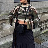 Suéter corto de punto de malla grunge gótica