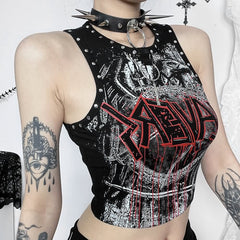 Top corto gótico punk sin mangas