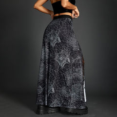 Gothic Maxirock mit Spinnennetz-Schlitz