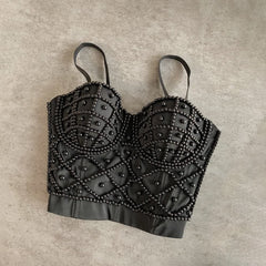 Top tipo corsé con cuentas estilo gótico