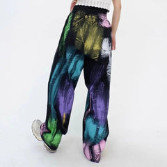 Pantalones holgados con efecto tie-dye gótico bohemio