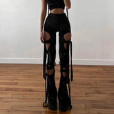 Pantalones acampanados de terciopelo con corte gótico