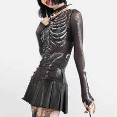 Top de esqueleto transparente de glamour gótico