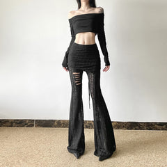 Gothic Grunge Distressed Schlaghose