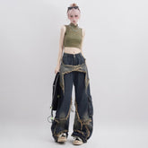 Gothic Grunge Style Cargo Baggy Jeans