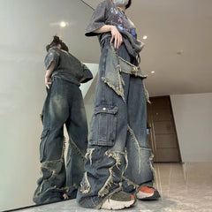 Vaqueros holgados estilo cargo estilo grunge gótico