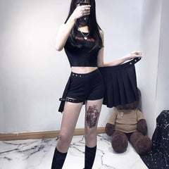 Gothic High Waist Pleated Skort