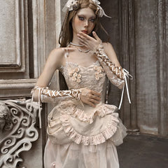 Guantes calentadores de brazos sin dedos de encaje gótico