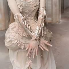 Guantes calentadores de brazos sin dedos de encaje gótico