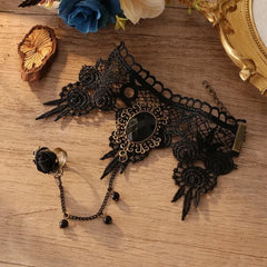 Pulsera de anillo de encaje gótico