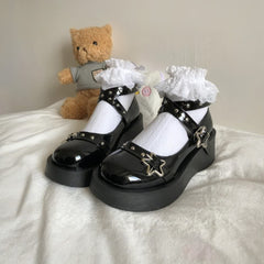Mary Janes de plataforma con estrellas de estilo gótico Lolita
