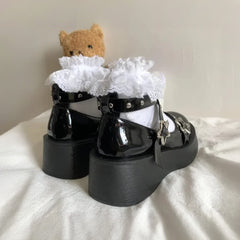 Mary Janes de plataforma con estrellas de estilo gótico Lolita