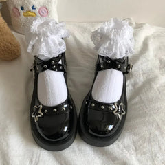 Mary Janes de plataforma con estrellas de estilo gótico Lolita