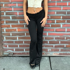 Pantalones acampanados góticos de tiro bajo con cintura paperbag