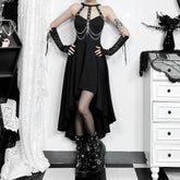 Gothic Punk Chain Halter Asymmetrical Dress