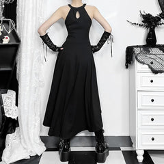 Gothic Punk Chain Halter Asymmetrical Dress