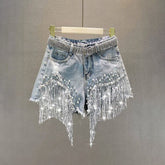 Gothic Punk Fringe Denim Shorts