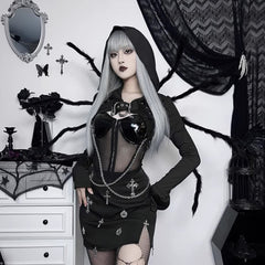 Top con capucha estilo gótico punk