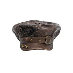 Gothic Punk Leather Metal Studded Hat