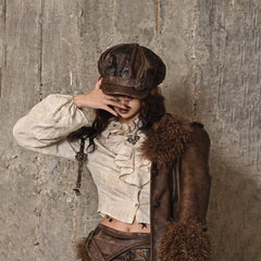 Gothic Punk Leather Metal Studded Hat