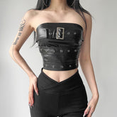 Gothic Punk Leather Tube Top