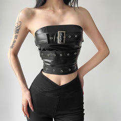 Gothic Punk Leather Tube Top