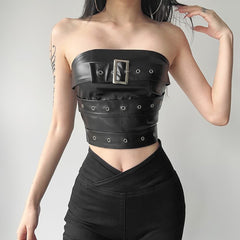 Gothic Punk Leather Tube Top