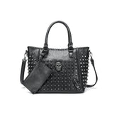 Bolso de piel sintética con tachuelas de calavera gótica punk