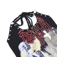 Top corto estilo halter con tachuelas estilo gótico punk