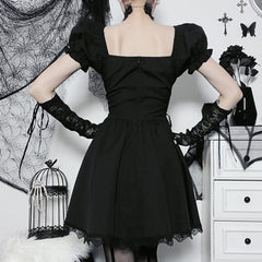 Gothic Rose Style Lace Up Short Dress