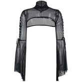 Gothic Sheer Mesh Bell Sleeves Shrug Top