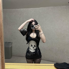 Minivestido ajustado de encaje con calavera gótica