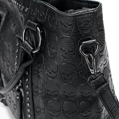 Handtasche aus Kunstleder mit Gothic-Totenkopf-Muster