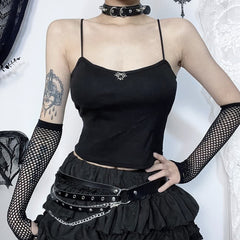 Gothic Crop Top mit Spinnennetz-Ausschnitt