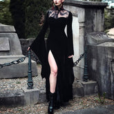 Gothic Vampire Bell Sleeve Slit Maxi Dress